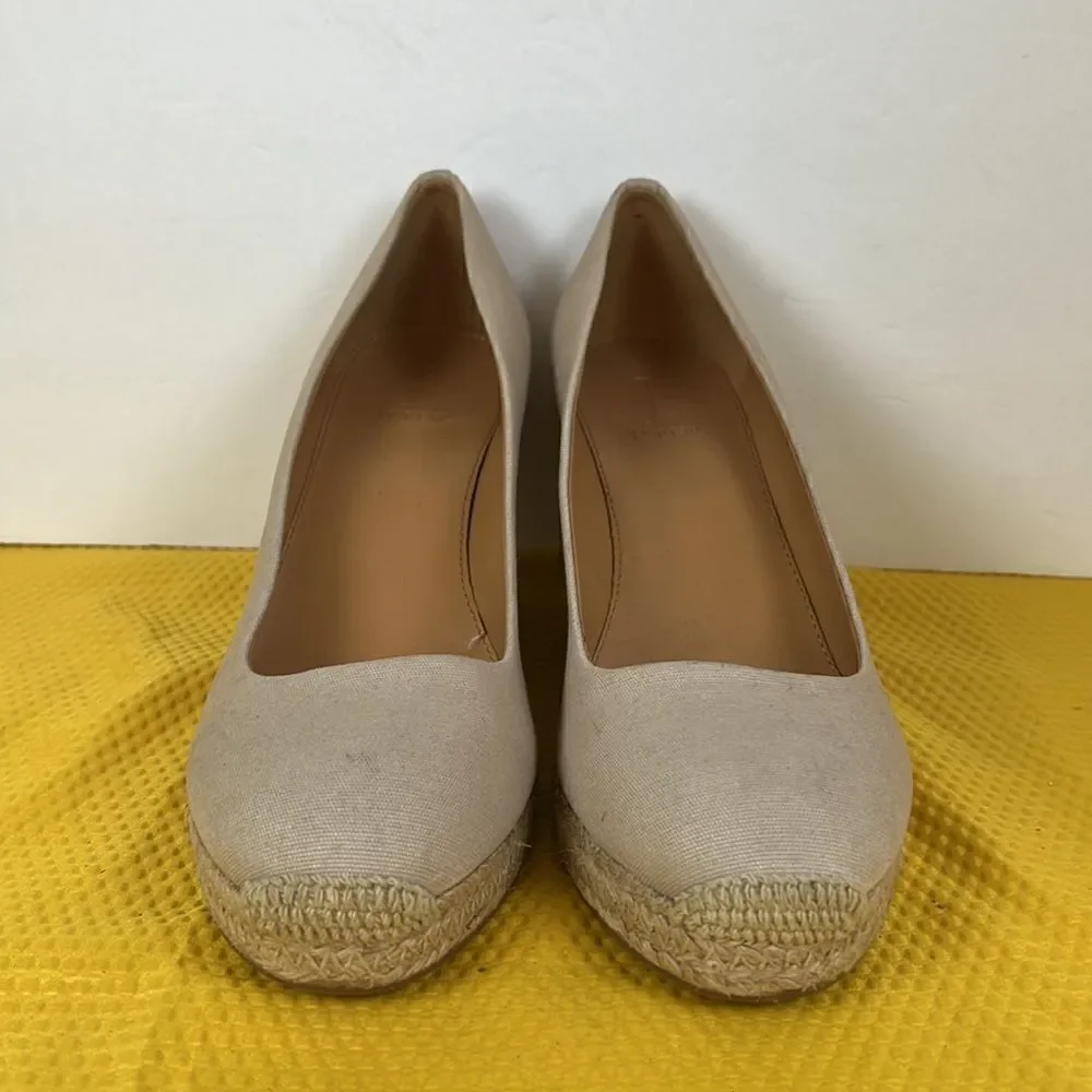J Crew Canvas Espadrille Wedges Natural Beige 10.5‎